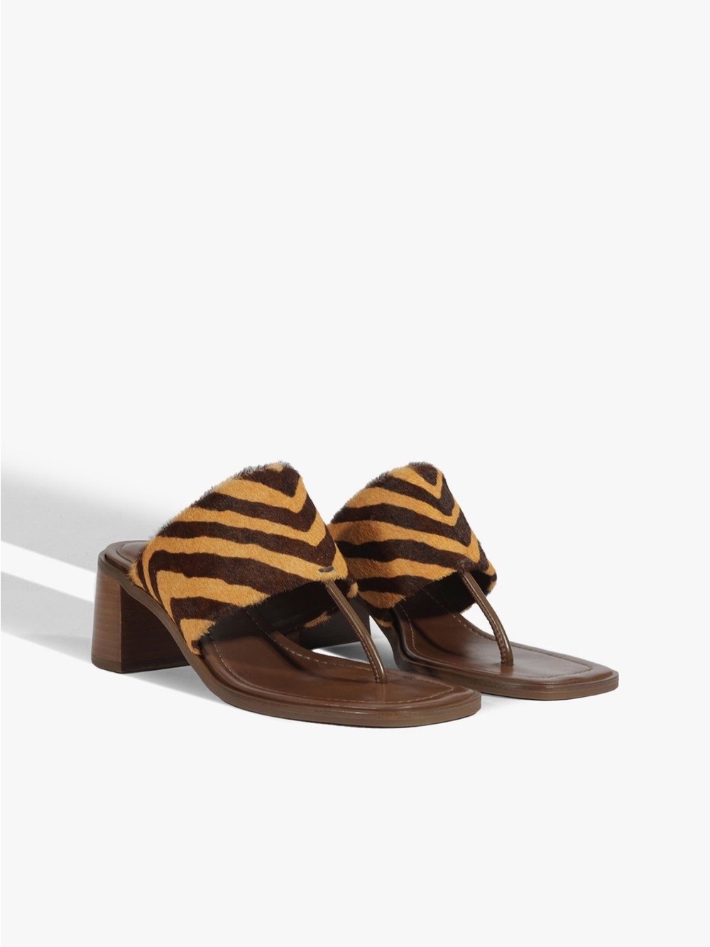 NWT SCHUTZ Martha Block Hair Calf Sandals 7.5 Animal Print New